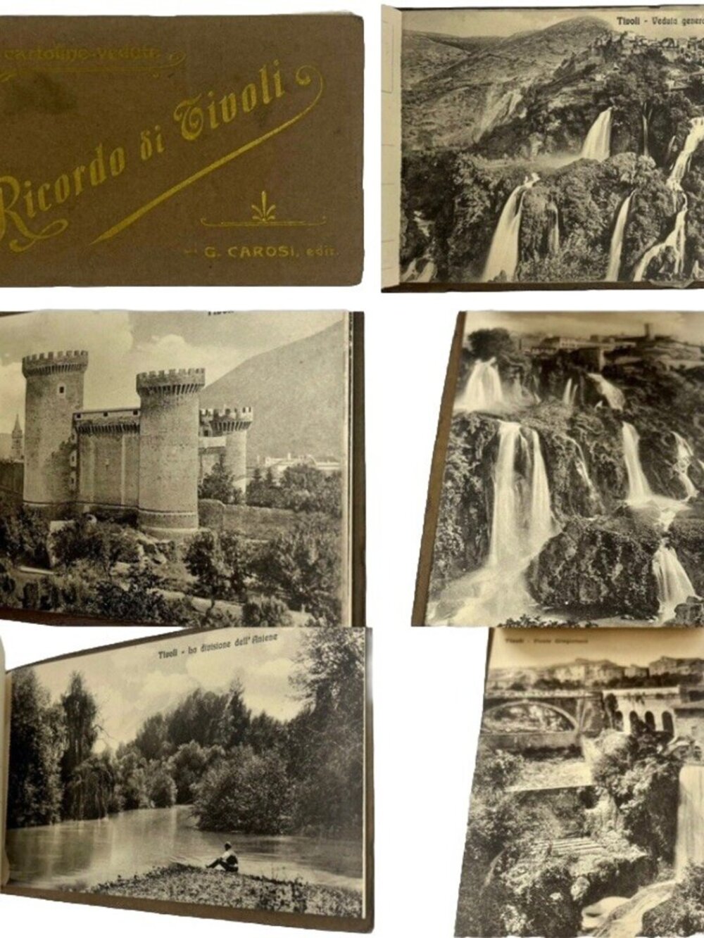 Tivoli Italy Postcard Book Villa d'Este Garden Landscape Fountain Pond Antique